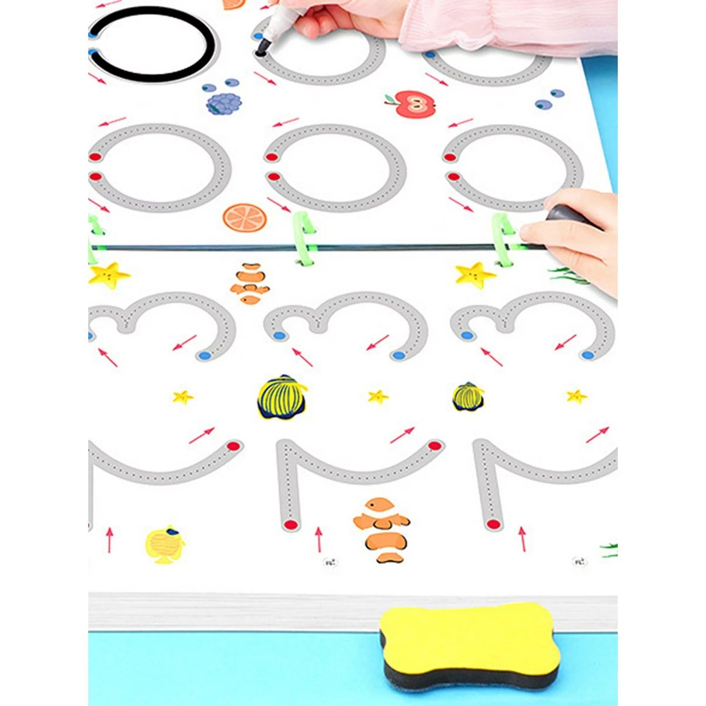 Magical Tracing Workbook Set for Kids – A4 Reusable 64-Page Dot-to-Dot Handwriting Practice Book with 2 Dry-Erase Markers and Duster | TRYNDZI