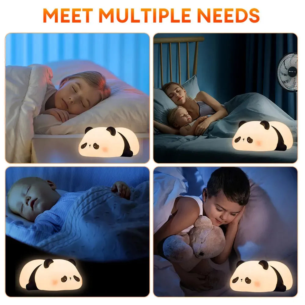 AeroLume Rechargeable Panda Night Lamp – Cute Squishy Silicone Touch Sensor LED Nursery Light for Kids Room and Aesthetic Bedroom Decor | TRYNDZI