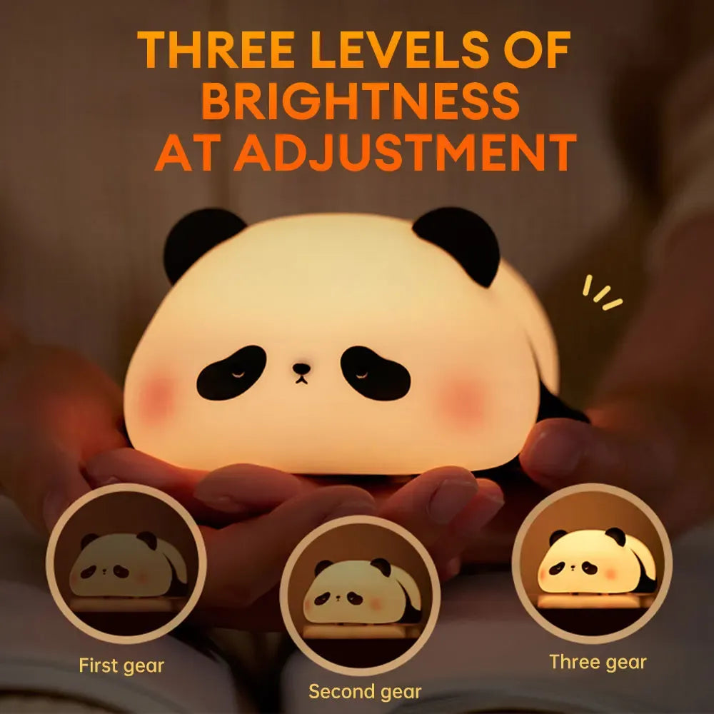 AeroLume Rechargeable Panda Night Lamp – Cute Squishy Silicone Touch Sensor LED Nursery Light for Kids Room and Aesthetic Bedroom Decor | TRYNDZI