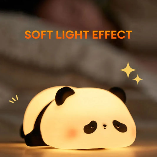 AeroLume Rechargeable Panda Night Lamp – Cute Squishy Silicone Touch Sensor LED Nursery Light for Kids Room and Aesthetic Bedroom Decor | TRYNDZI