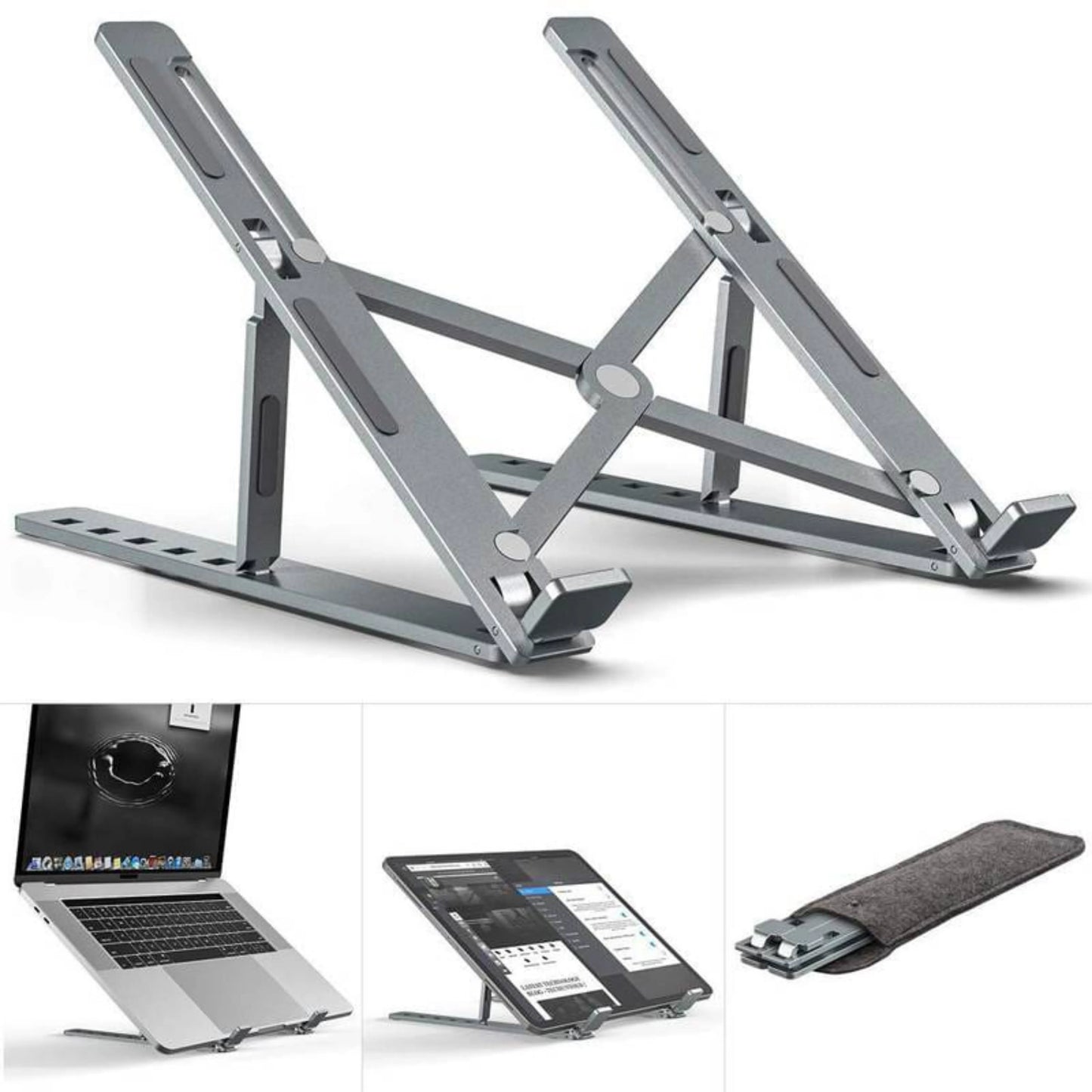 Speed-X Aluminium Laptop Stand | 6-Angle Adjustable Foldable Heavy Duty 16"