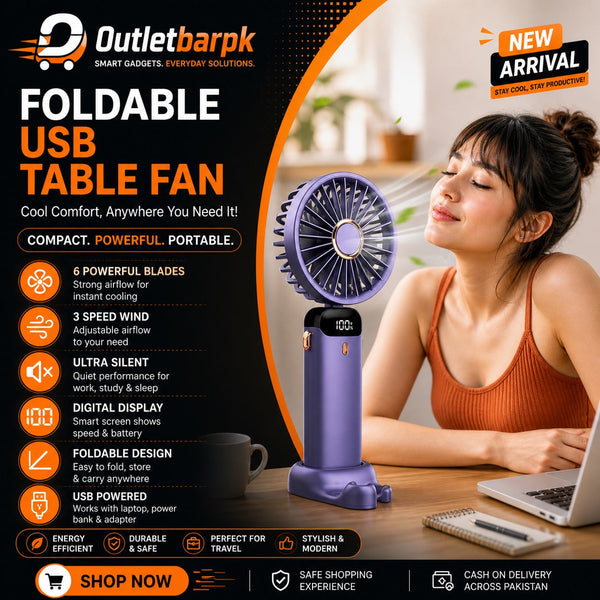 Foldable USB Table Fan with LED Display